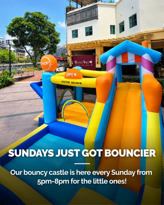 *𝗡𝗘𝗪 𝗮𝘁 𝗥𝗼𝘀𝘀𝗼 𝗩𝗶𝗻𝗼!* Sundays just got a lot more family-friendly 🏰 Bouncy castle, 𝗲𝘃𝗲𝗿𝘆 𝗦𝘂𝗻𝗱𝗮𝘆, 𝟱𝗽𝗺 𝘁𝗼 𝟴𝗽𝗺.

While the little ones burn off the week's energy, mum and dad can ease into the evening. By the time everyone's tired out and ready to sit, it's just in time for a proper Sunday family dinner together ❤️
.
Rosso Vino | Italian Cuisine & Wine Bar
📍 15 Merbau Rd, unit 01-03, Singapore 239032
📞 +65 6733 7735
🔗 Link in bio for reservations & menu
#FamilyFriendlySingapore #ChildFriendly #SGKids #ItalianRestaurantSingapore #SGFoodie